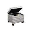 Pemberly Row Storage Ottoman in Gray Faux Leather Print Fabric