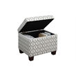 Pemberly Row Storage Ottoman in Gray Faux Leather Print Fabric