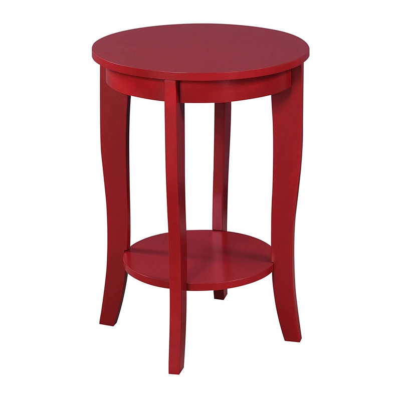 Pemberly Row Contemporary Round End Table in Red Wood Finish