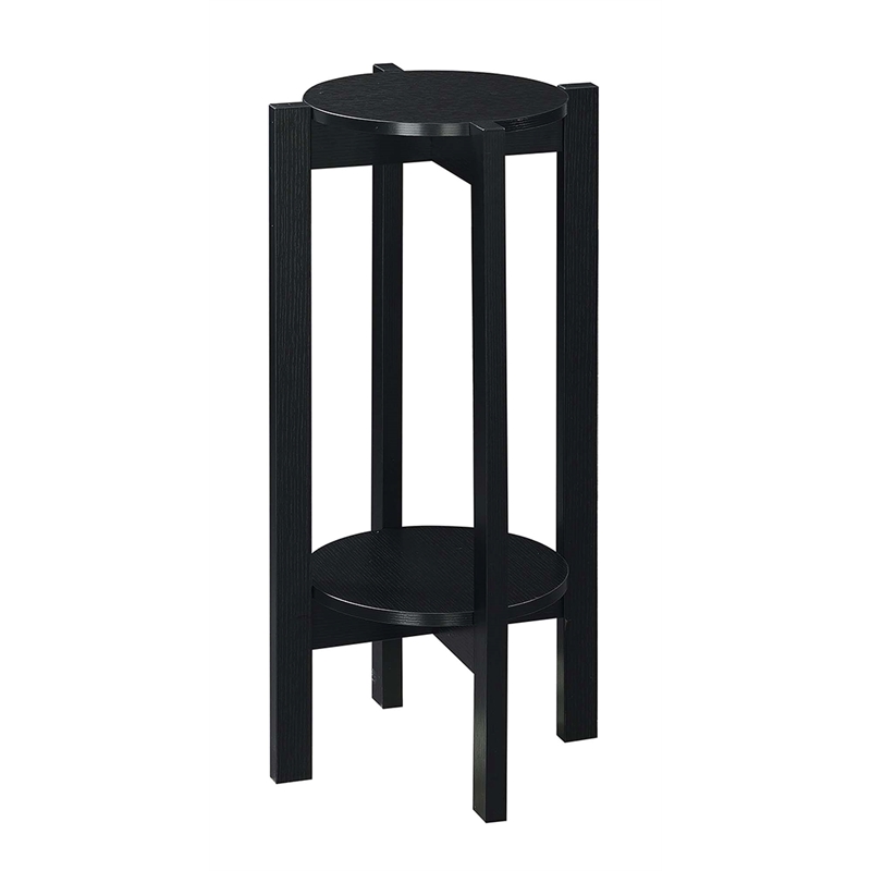 Pemberly Row Contemporary Deluxe Plant Stand in Black Wood Finish