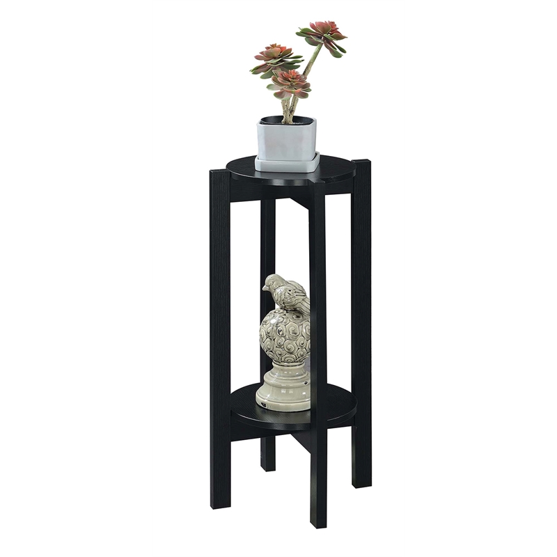 Pemberly Row Contemporary Deluxe Plant Stand in Black Wood Finish