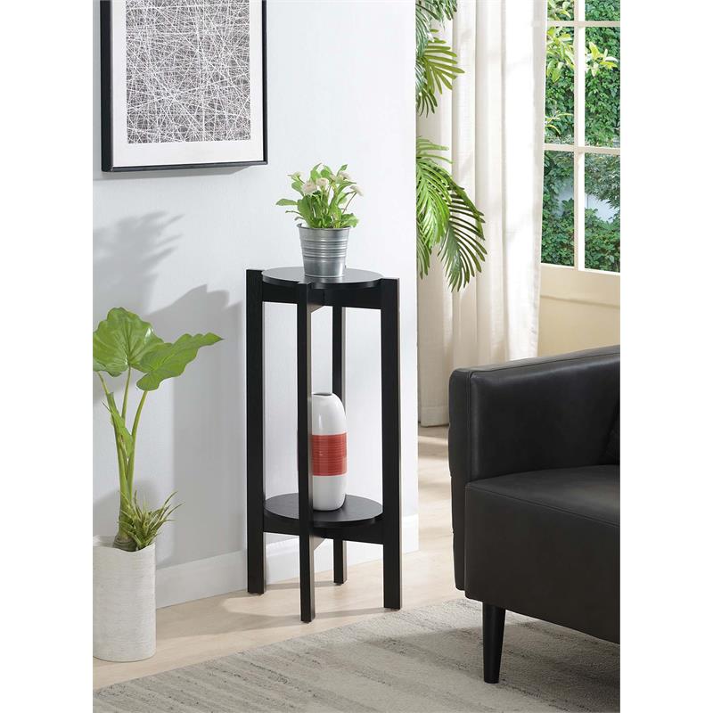 Pemberly Row Contemporary Deluxe Plant Stand in Black Wood Finish