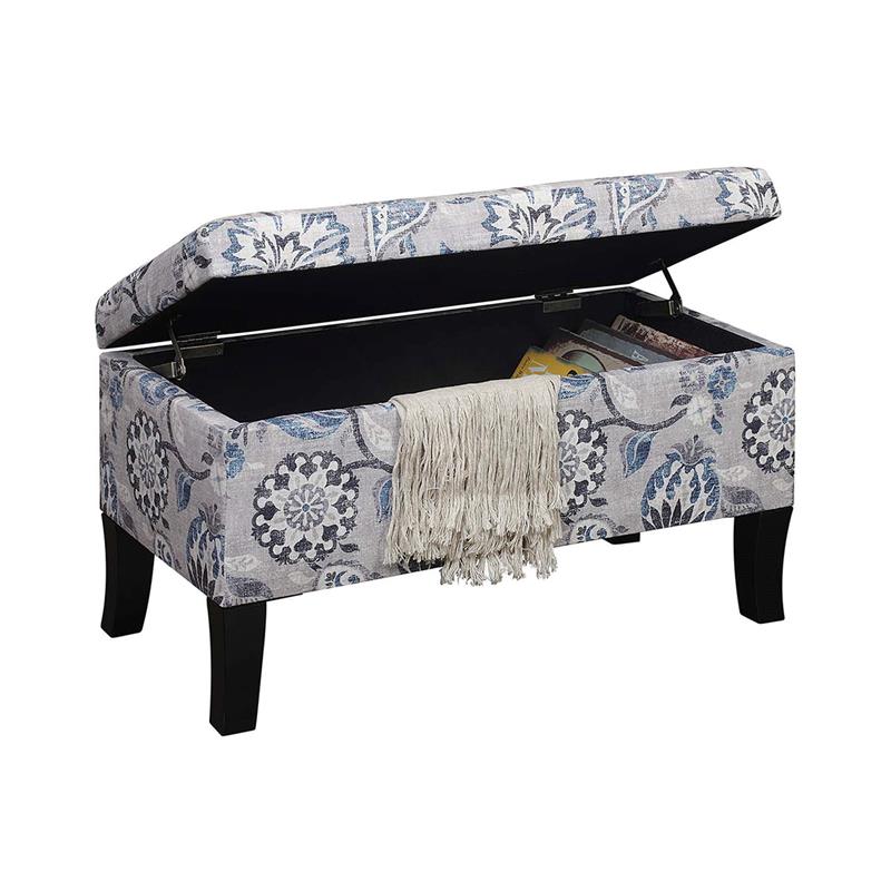 Pemberly Row Contemporary Storage Ottoman in Multi-Color Fabric
