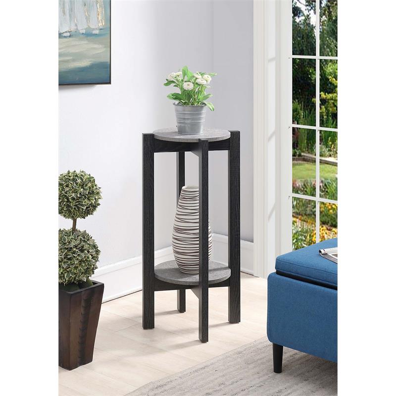 Pemberly Row Contemporary Deluxe Plant Stand in Gray Wood Finish