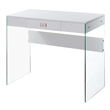 Pemberly Row Tempered Glass Clear and White Desk Rectangular Durable 36