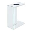 Pemberly Row C End Table in White Wood Finish with Clear Glass
