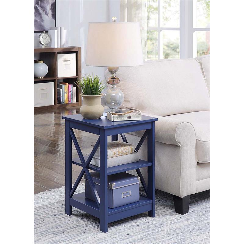 Pemberly Row Contemporary Square End Table in Blue Wood Finish