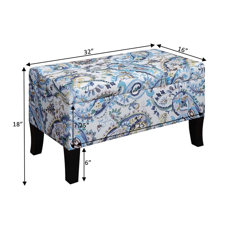 Pemberly Row Modern / Contemporary Storage Ottoman in Blue Fabric