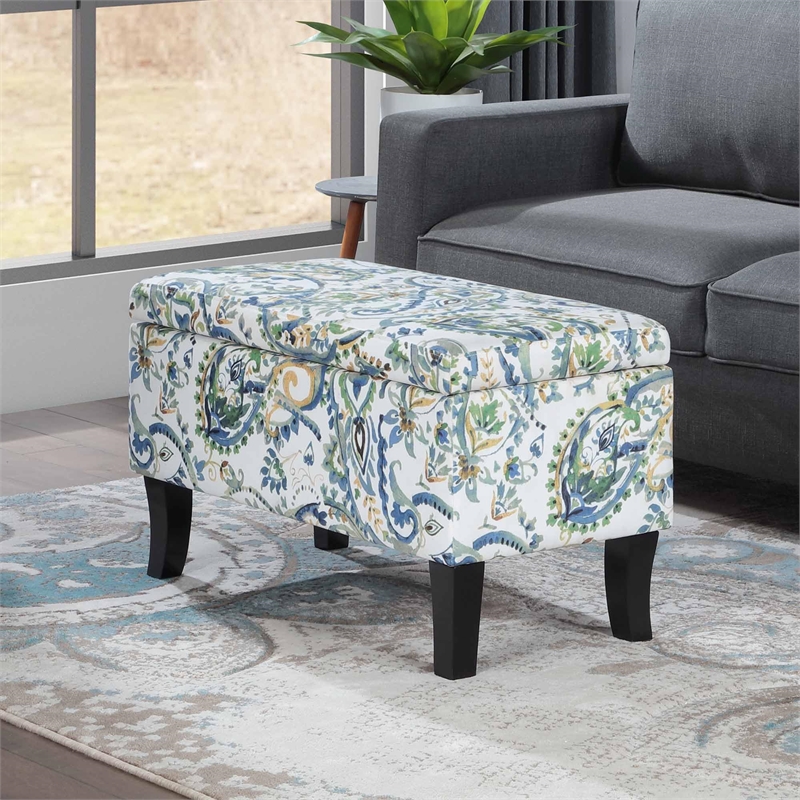 Pemberly Row Modern / Contemporary Storage Ottoman in Blue Fabric