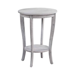 Pemberly Row Modern Round End Table in Weathered White Wood Finish