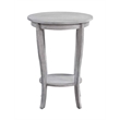 Pemberly Row Modern Round End Table in Weathered White Wood Finish