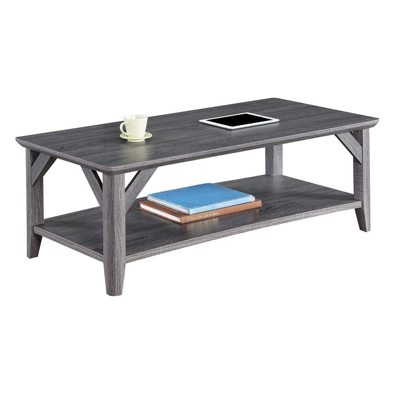 Pemberly Row Modern / Contemporary Coffee Table in Gray Wood Finish