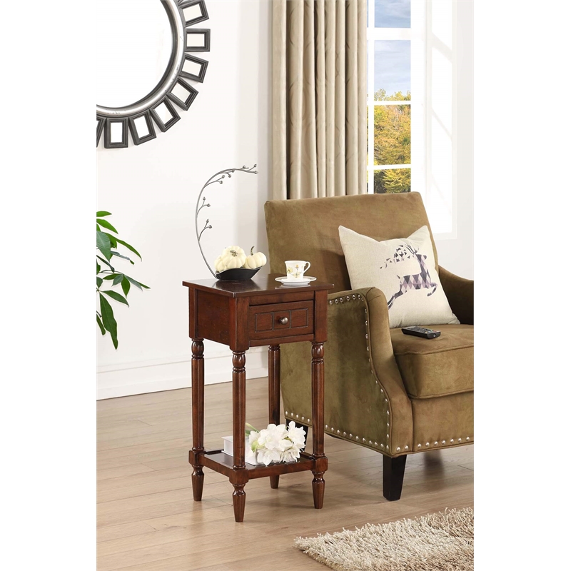 Pemberly Row Contemporary Accent Table in Mahogany Wood Finish