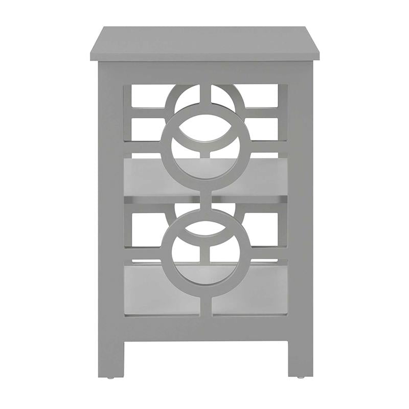 Pemberly Row Contemporary Ring End Table in Gray Wood Finish