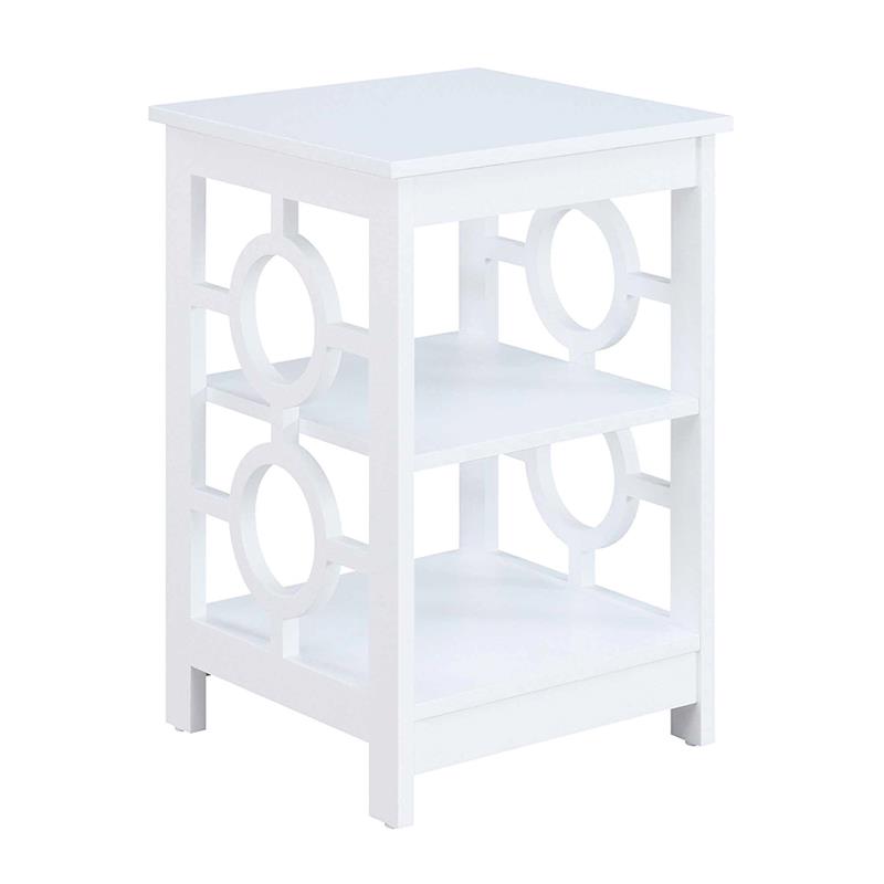 Pemberly Row Contemporary Ring End Table in White Wood Finish