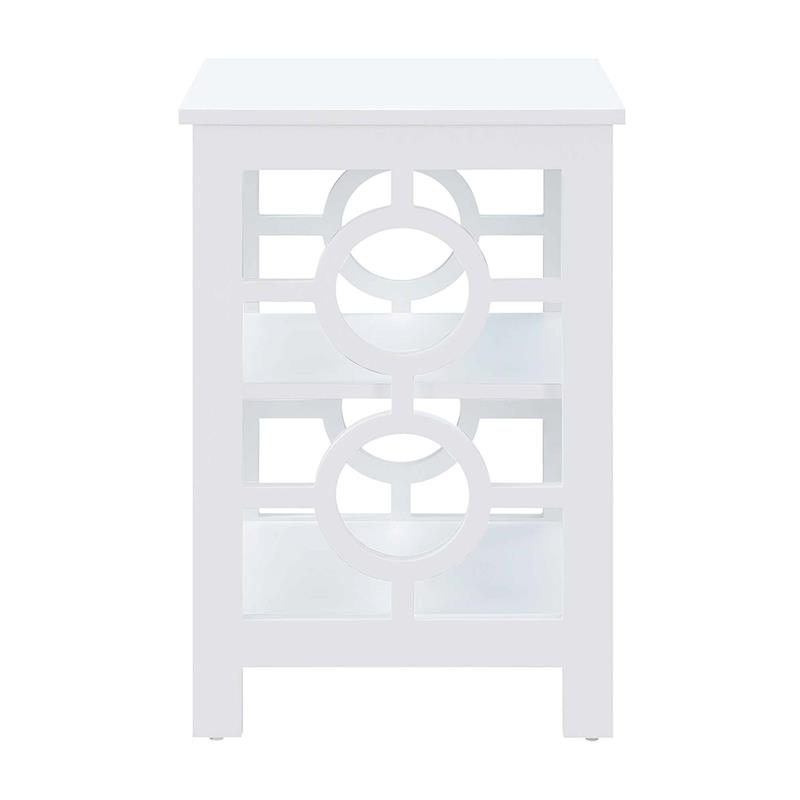 Pemberly Row Contemporary Ring End Table in White Wood Finish
