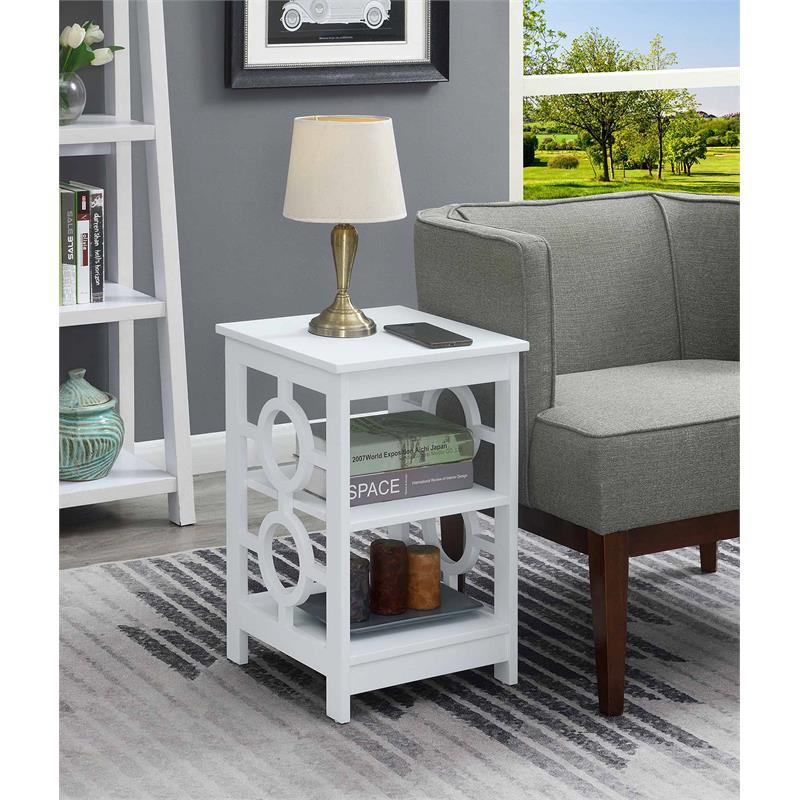 Pemberly Row Contemporary Ring End Table in White Wood Finish