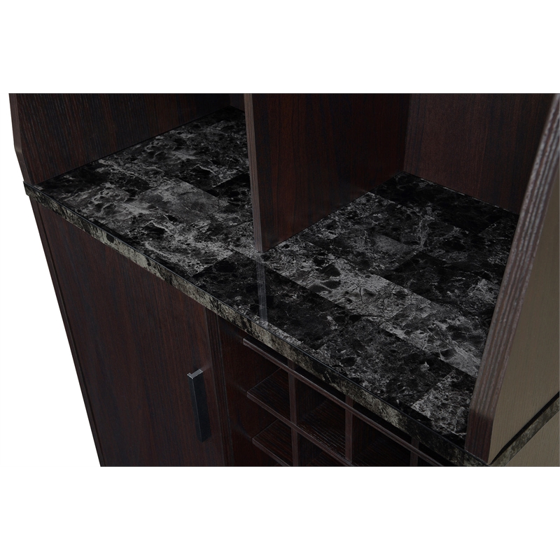 Pemberly Row Modern Wine Storage Bar in Espresso Wood Finish