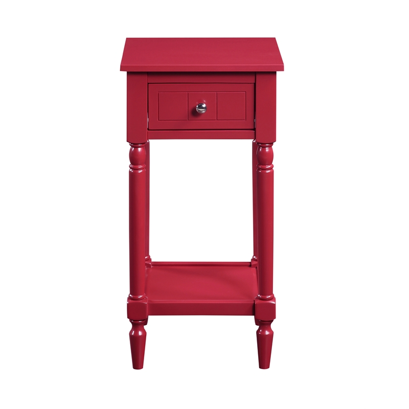 Pemberly Row Contemporary Square Accent Table in Red Wood Finish