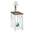 Pemberly Row Modern Chairside Table in White and Brown Wood Finish