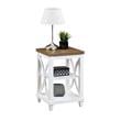 Pemberly Row Modern End Table in White and Brown Wood Finish