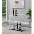 Pemberley Row Chrome Clear Glass Bar Cart Square Tempered Shelves 14
