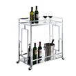Pemberley Row Chrome Clear Glass Bar Cart Square Tempered Shelves 14