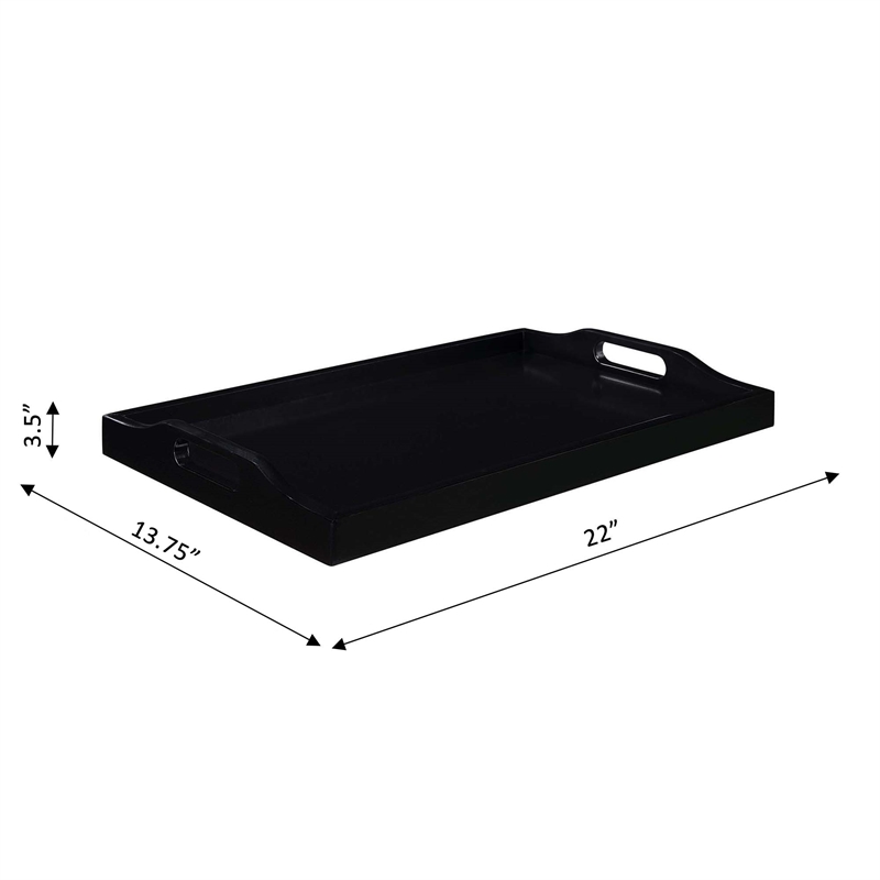 Pemberly Row Modern / Contemporary Serving Tray in Black Wood Finish