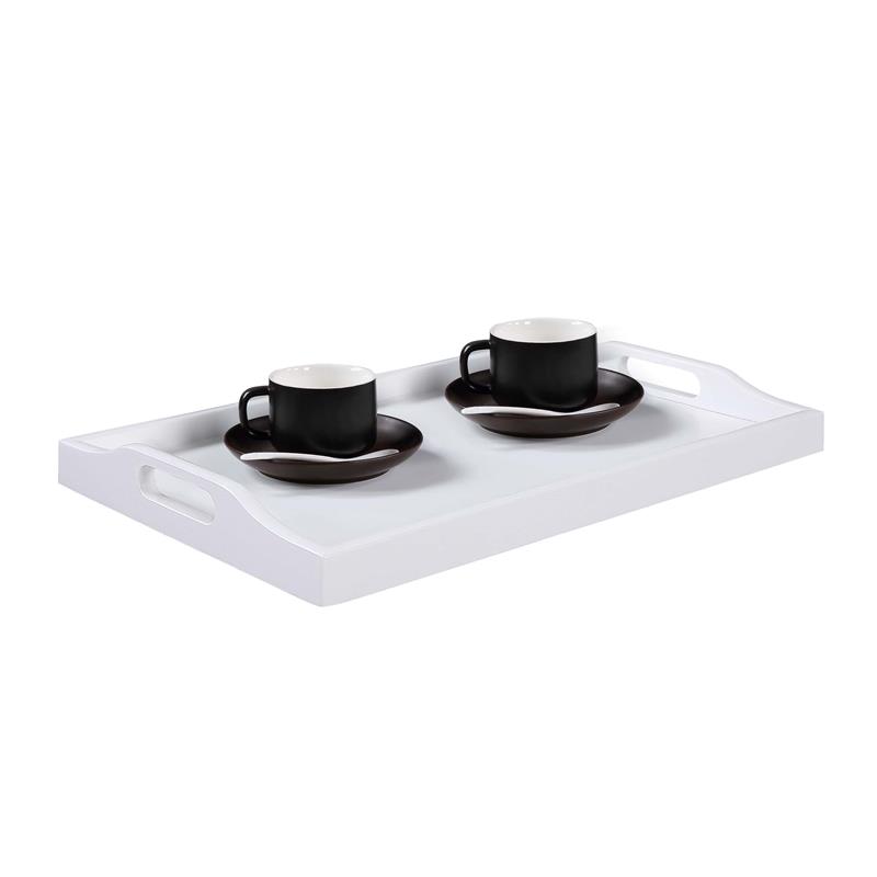 Pemberly Row Modern / Contemporary Serving Tray in White Wood Finish