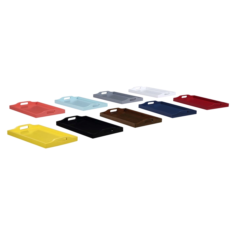 Pemberly Row Modern / Contemporary Serving Tray in White Wood Finish