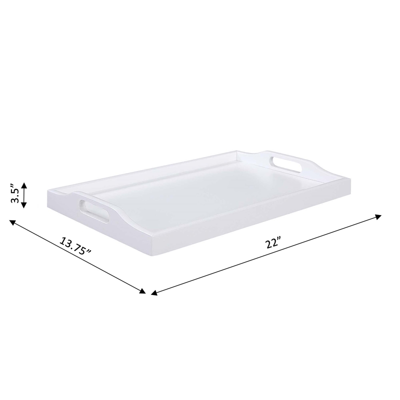 Pemberly Row Modern / Contemporary Serving Tray in White Wood Finish