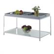 Pemberly Row Modern Coffee Table in Clear Glass and Chrome Metal