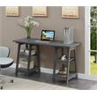 Pemberly Row Contemporary Double Trestle Desk in Gray Wood Finish