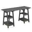 Pemberly Row Contemporary Double Trestle Desk in Gray Wood Finish