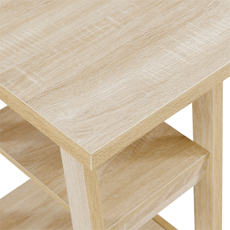 Pemberly Row Modern Double Trestle Desk in Natural Wood Finish