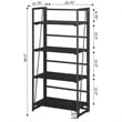 Pemberly Row Folding Four-Tier Bookshelf in Black Wood Finish
