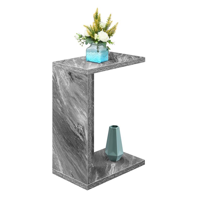 Pemberly Row Contemporary C End Table in Gray Faux Marble Wood