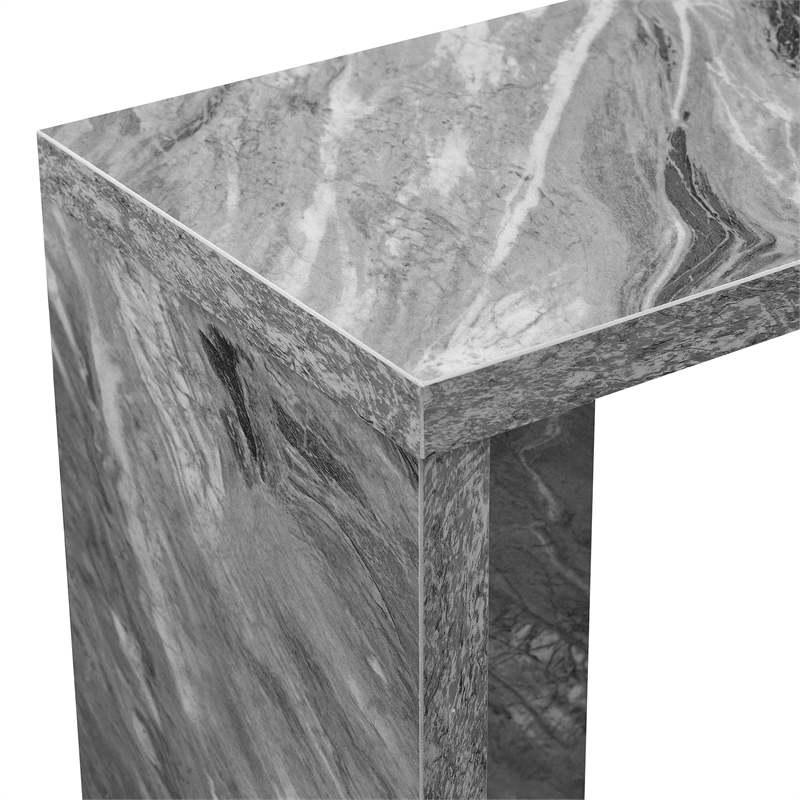 Pemberly Row Contemporary C End Table in Gray Faux Marble Wood