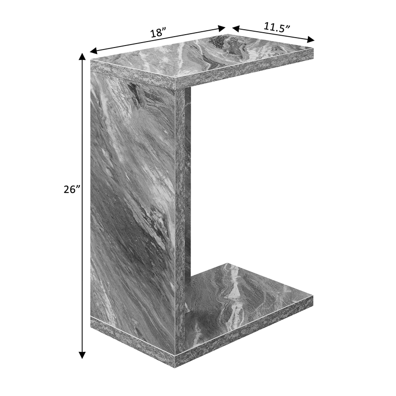 Pemberly Row Contemporary C End Table in Gray Faux Marble Wood