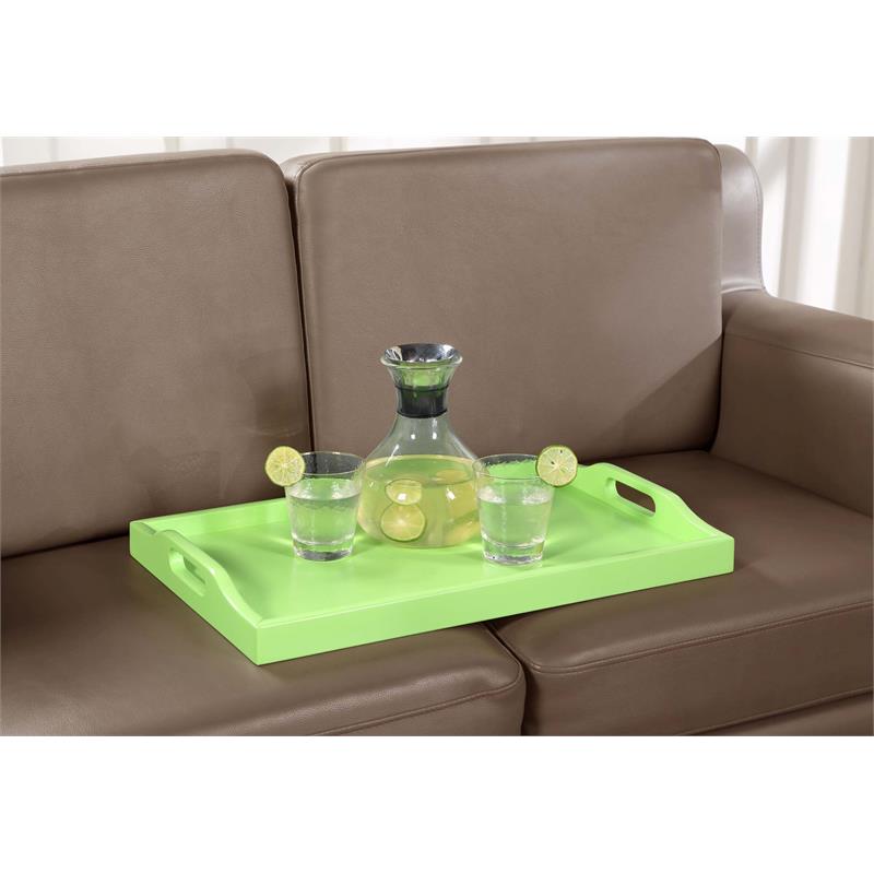 Pemberly Row Contemporary Serving Tray in Neon Green Wood Finish