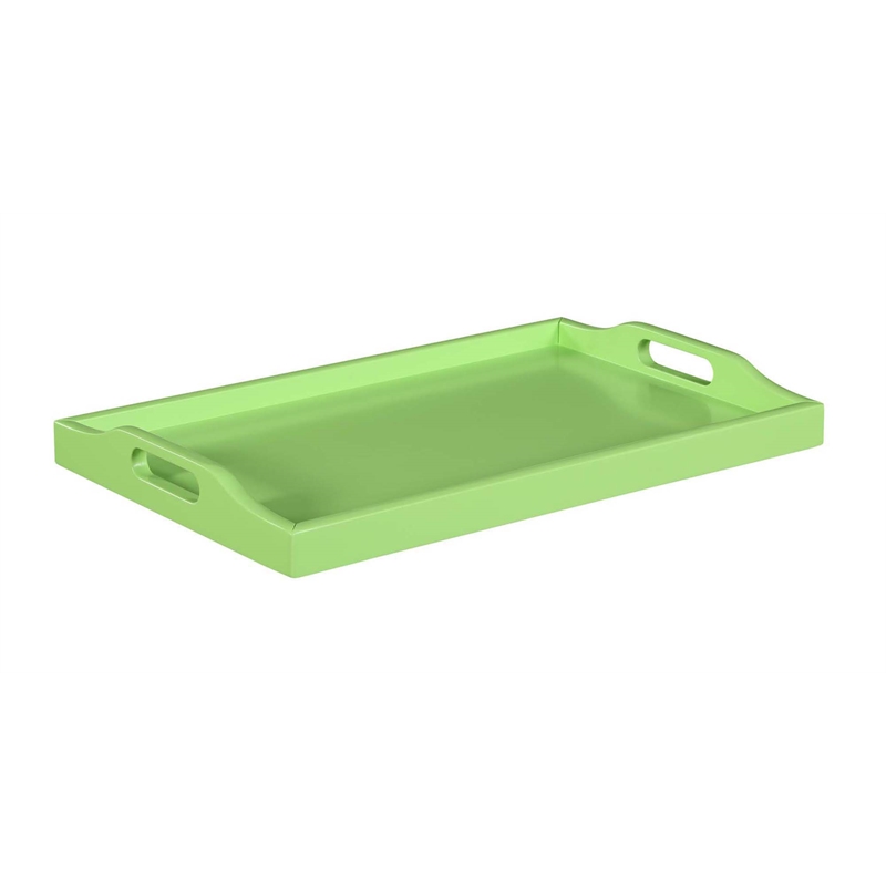 Pemberly Row Contemporary Serving Tray in Neon Green Wood Finish