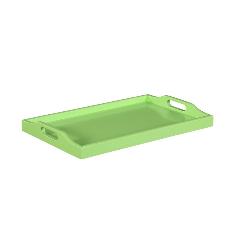 Pemberly Row Contemporary Serving Tray in Neon Green Wood Finish