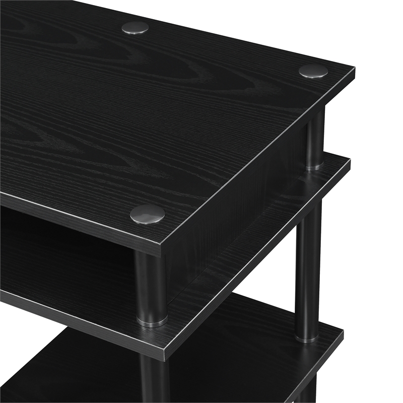 Pemberly Row No-Tools Student Desk with Shelves in Black Wood