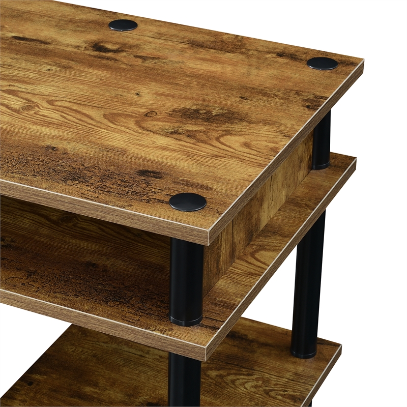 Pemberly Row No-Tools Student Desk with Shelves in Nutmeg Wood Finish