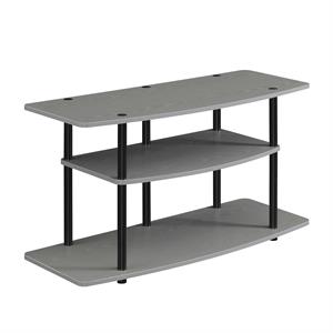 Pemberly Row Modern Three-Tier Wide TV Stand in Gray Wood Finish
