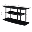 Pemberly Row Modern Three-Tier Wide TV Stand in Black Wood Finish