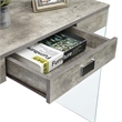 Pemberly Row One-Drawer Glass 36-inch Desk in Gray Wood Finish