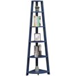 Pemberly Row Contemporary 5-Tier Corner Bookshelf in Blue Wood