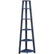 Pemberly Row Contemporary 5-Tier Corner Bookshelf in Blue Wood