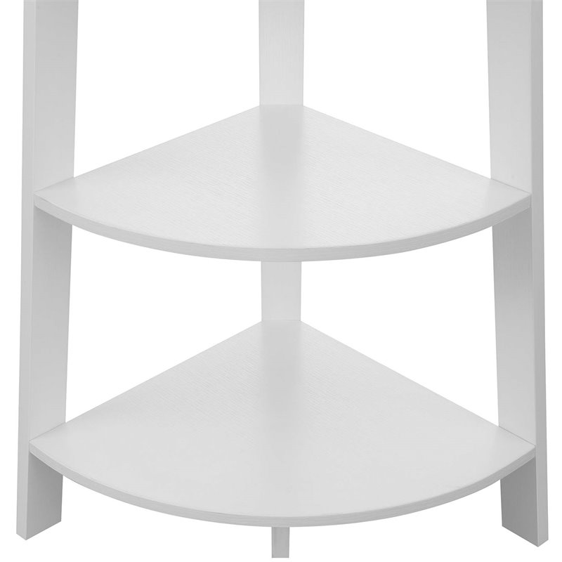 Pemberly Row Modern 5-Tier Wide Corner Bookcase in White Wood